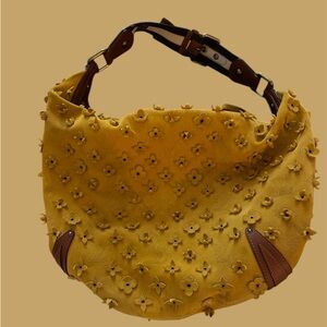 Louis Vuitton Limited Edition Yellow Perforated Flower Shoulder Bag